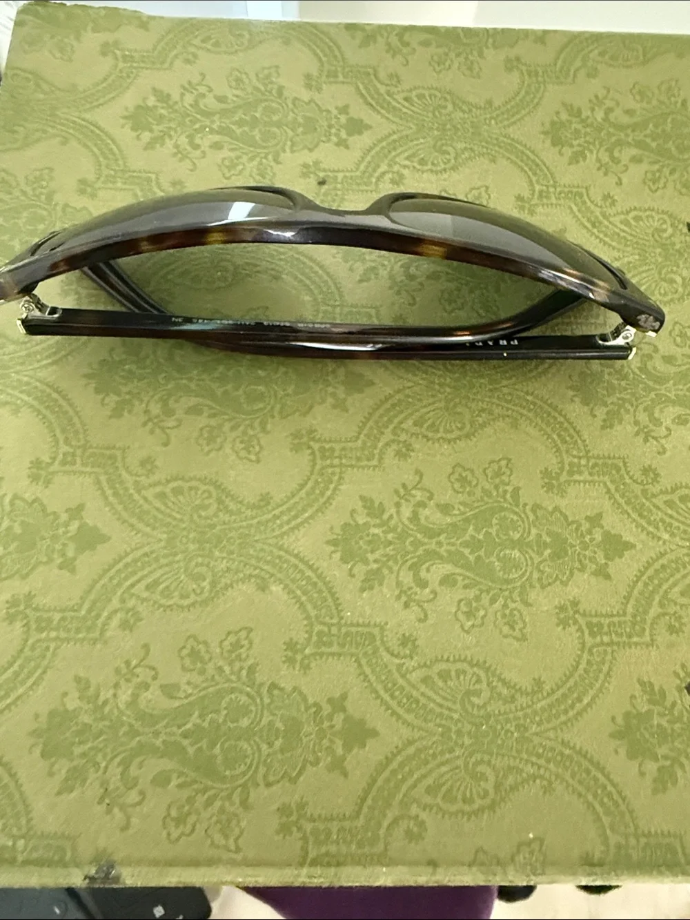 Prada Tortoiseshell Frame Sunglasses with Dark Green Lenses